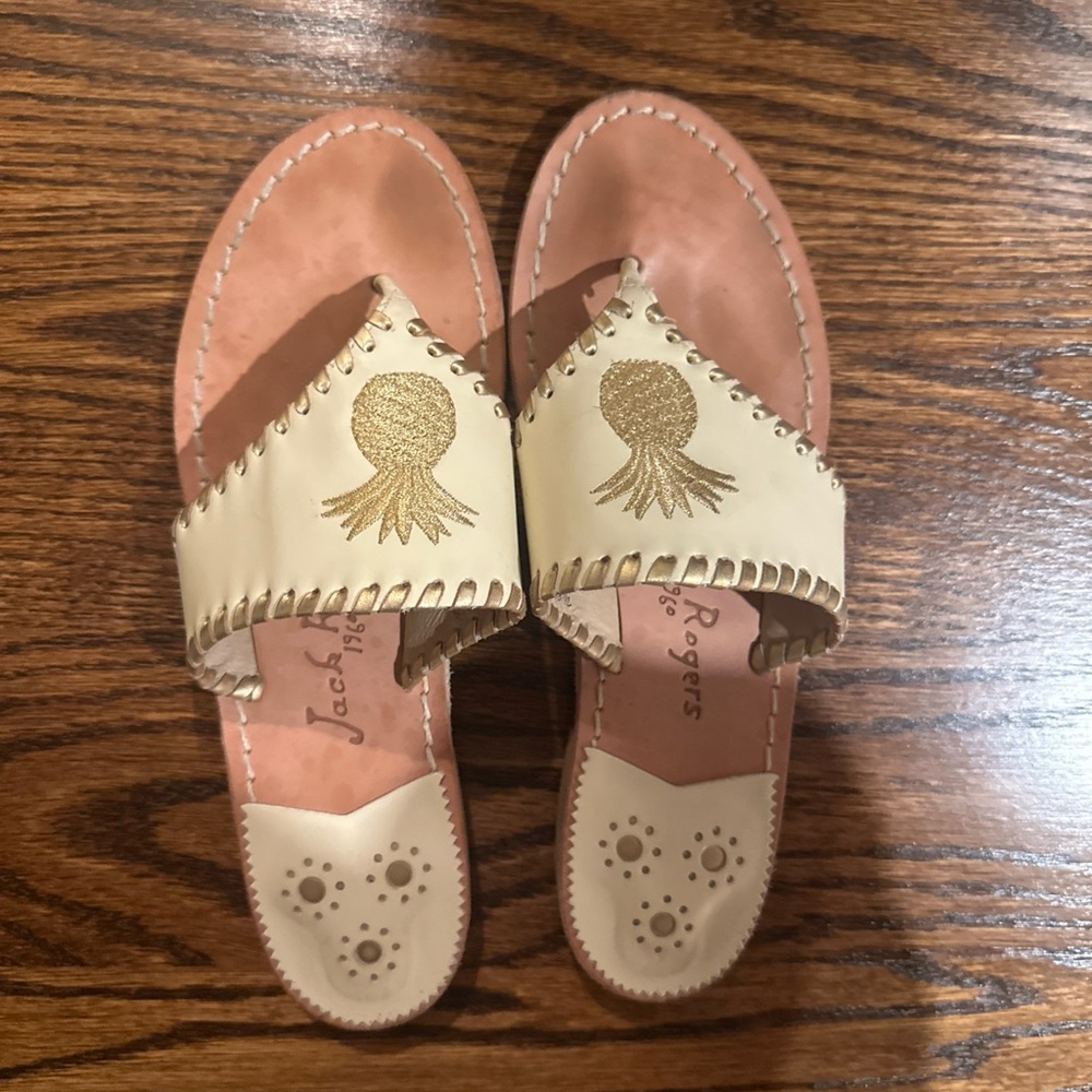 Jack Rogers Women's Tan Sandals with Gold Accents